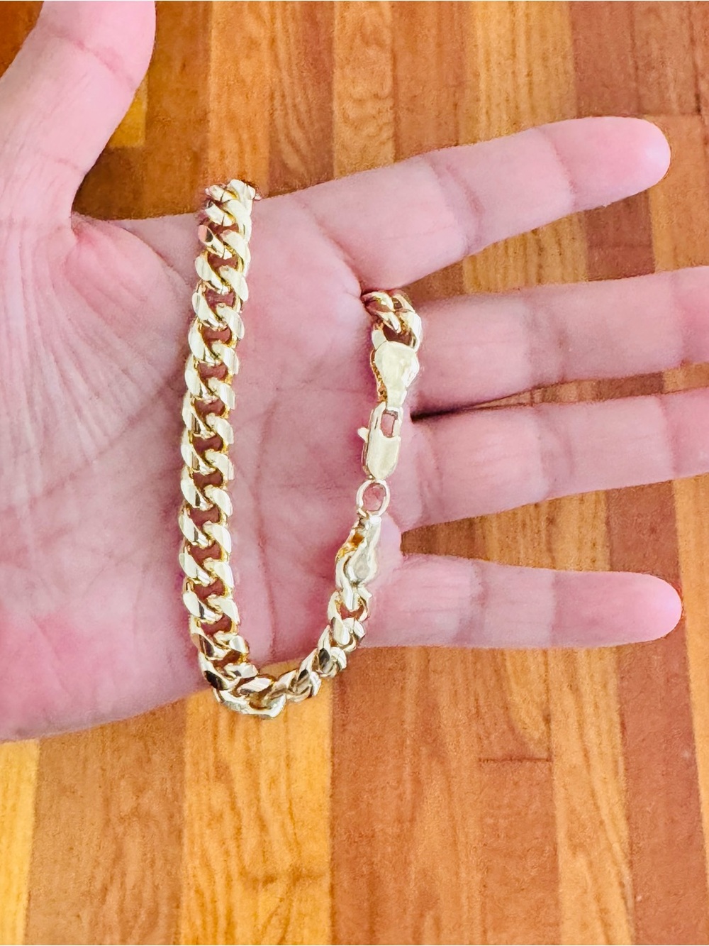 Classic 14K Gold Plated Men's Cuban Link Bracelet. New